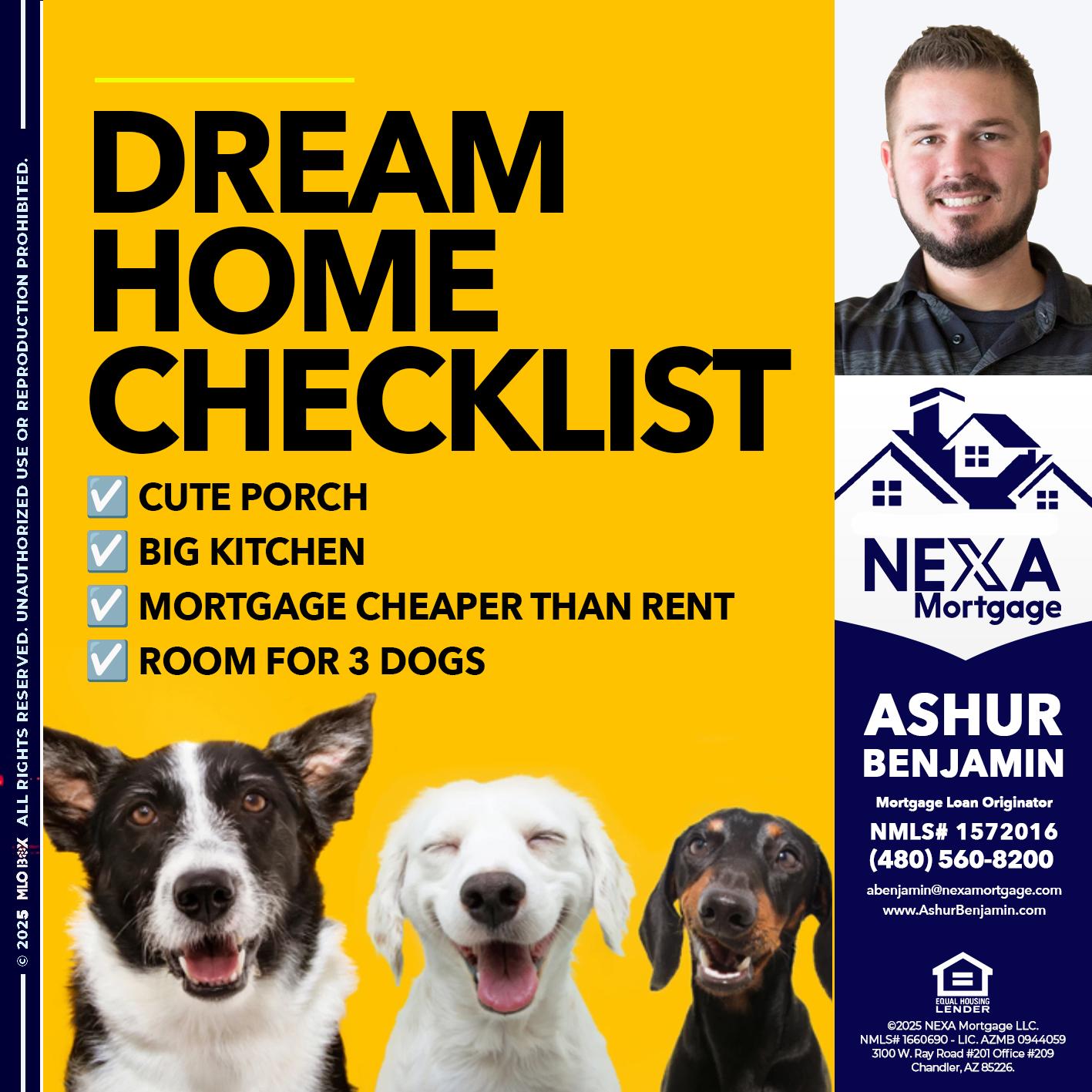 DREAM HOME CHEK LIST - Ashur Benjamin -Mortgage Loan Originator