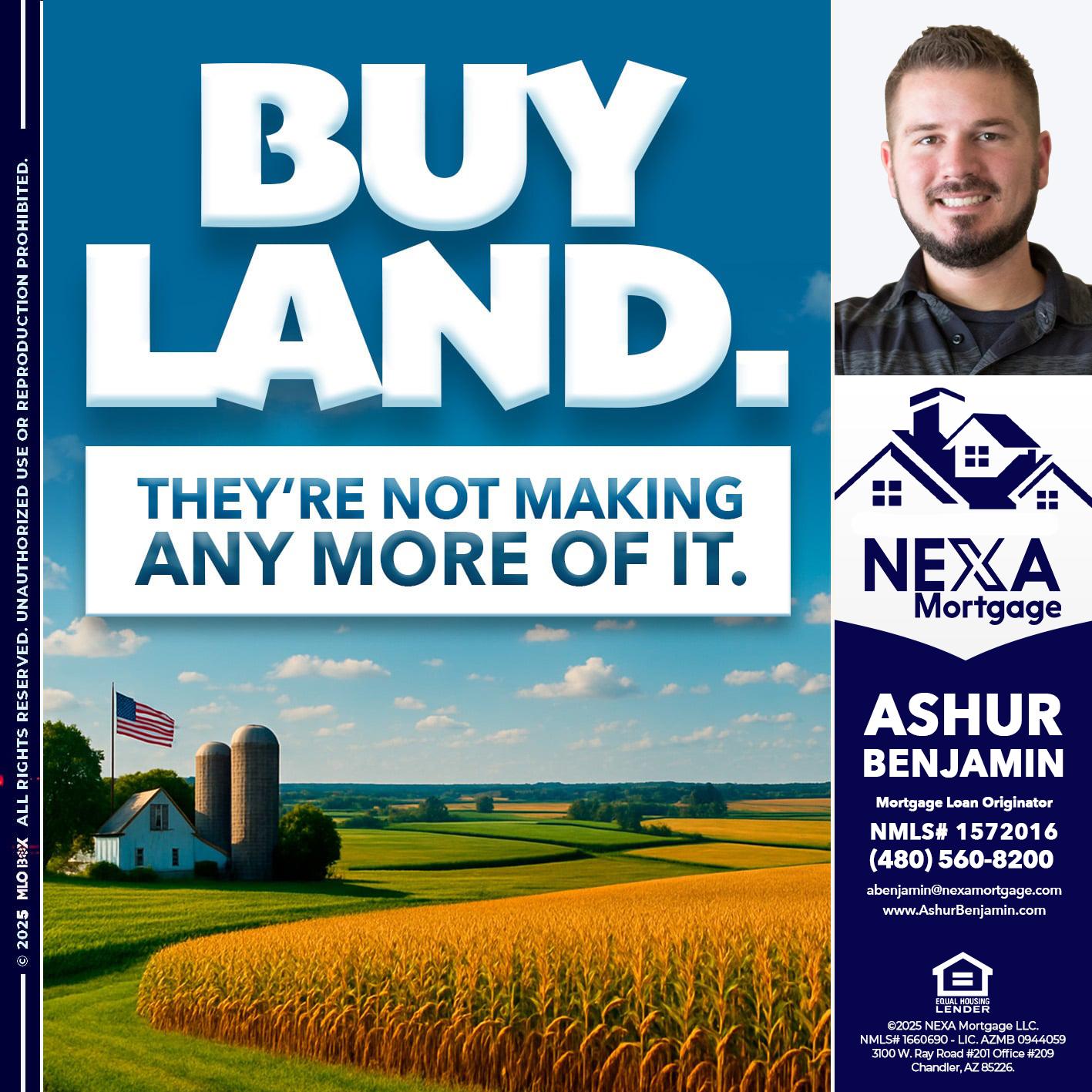 BUY LAND - Ashur Benjamin -Mortgage Loan Originator