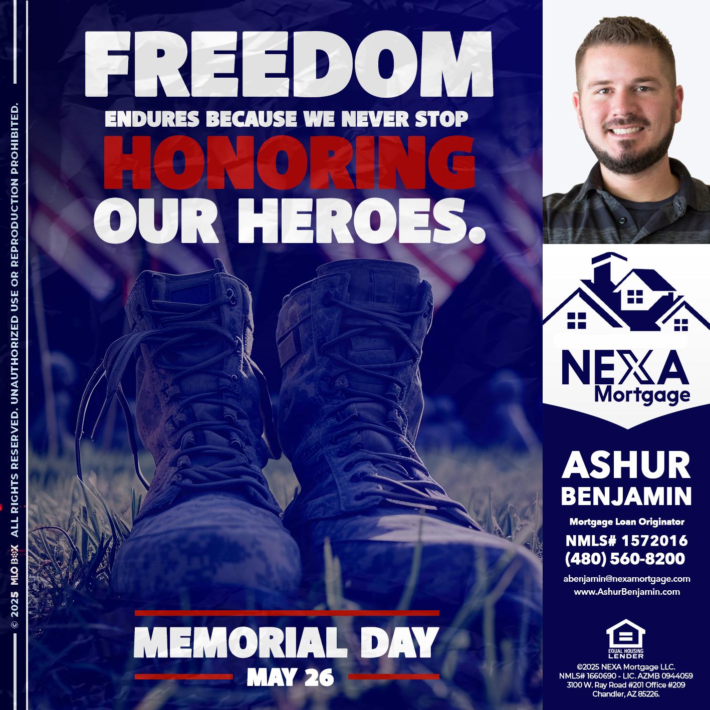 Memorial Day - Ashur Benjamin -Mortgage Loan Originator