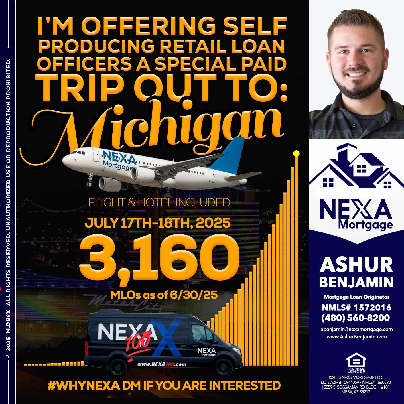 MICHIGAN TRIP - Ashur Benjamin -Mortgage Loan Originator