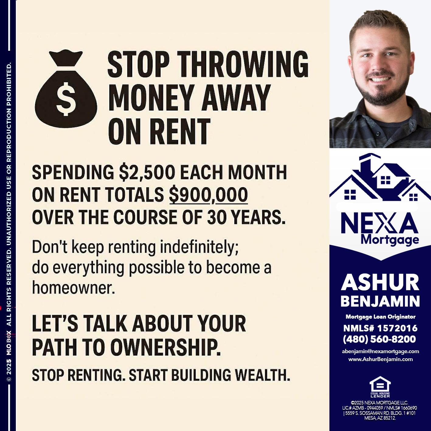 STOP THROWING - Ashur Benjamin -Mortgage Loan Originator