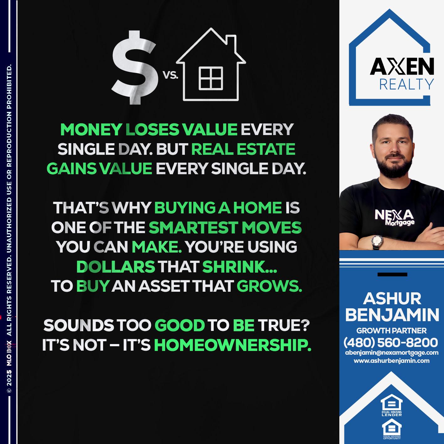 money loses value - Ashur Benjamin -Mortgage Loan Originator