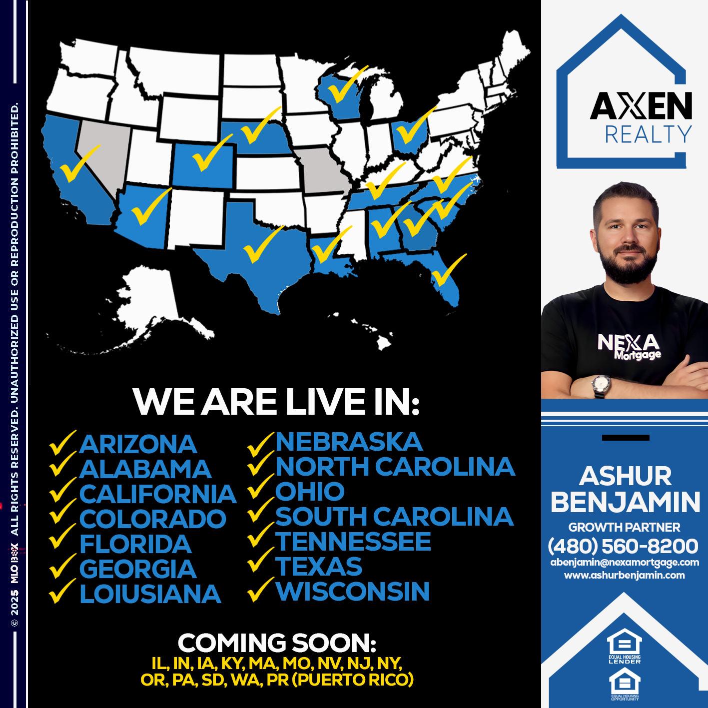 we are live in NEBRASKA - Ashur Benjamin -Mortgage Loan Originator