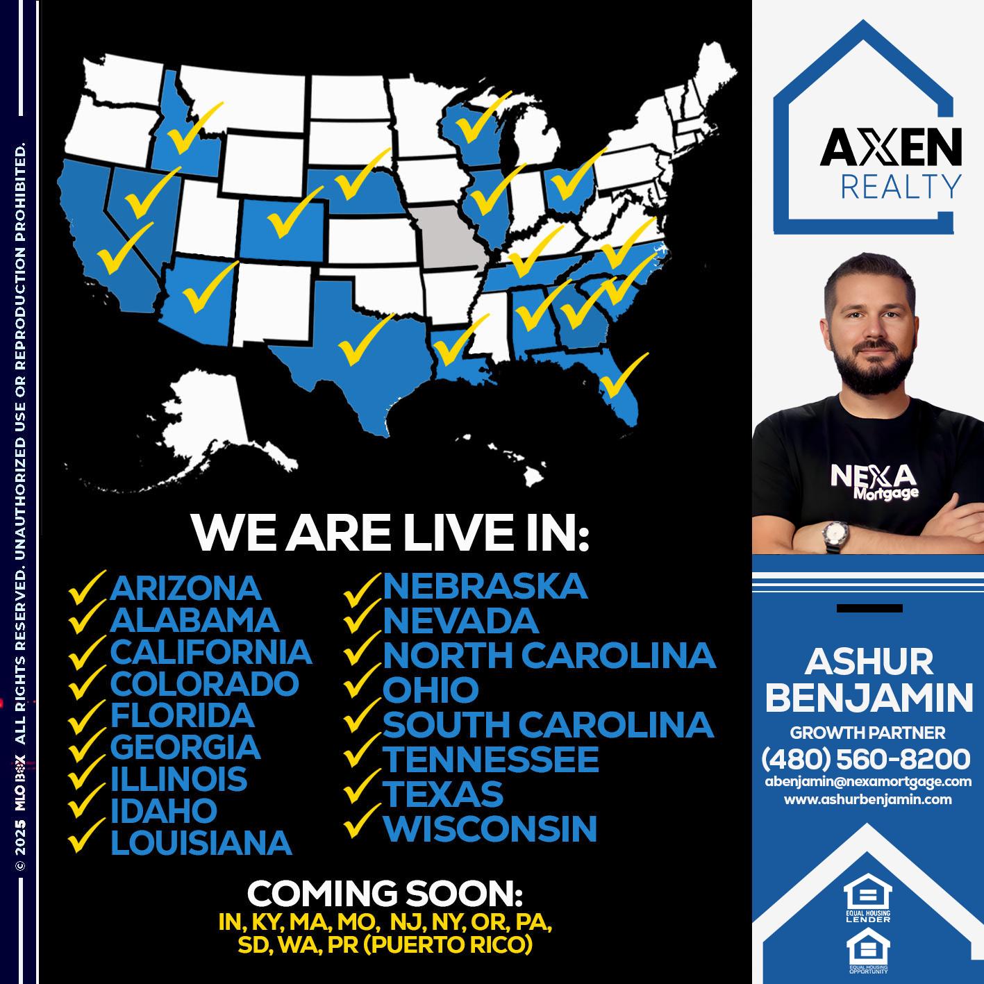 WE ARE LIVE IN IDAHO - Ashur Benjamin -Mortgage Loan Originator