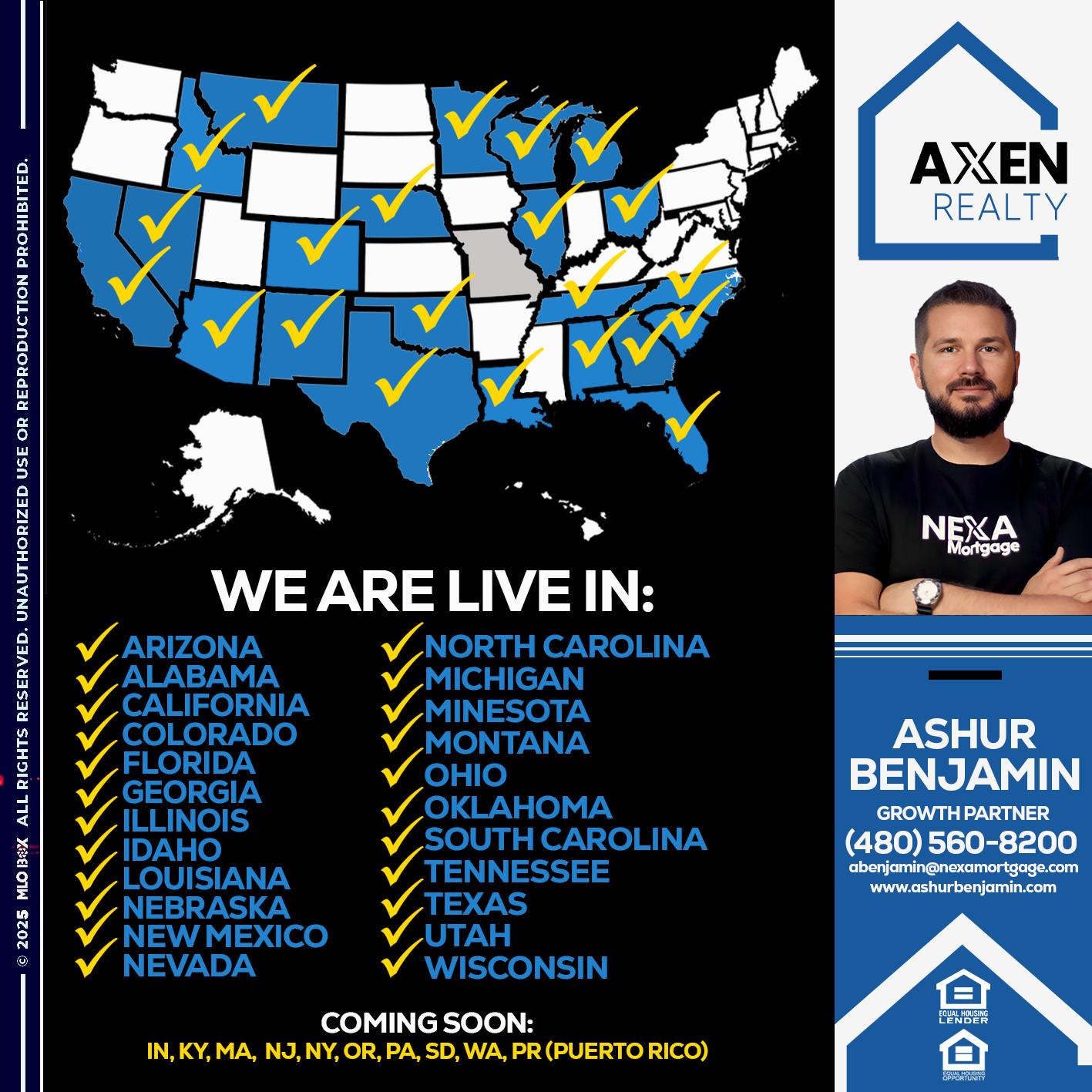 new states unlocked - Ashur Benjamin -Mortgage Loan Originator