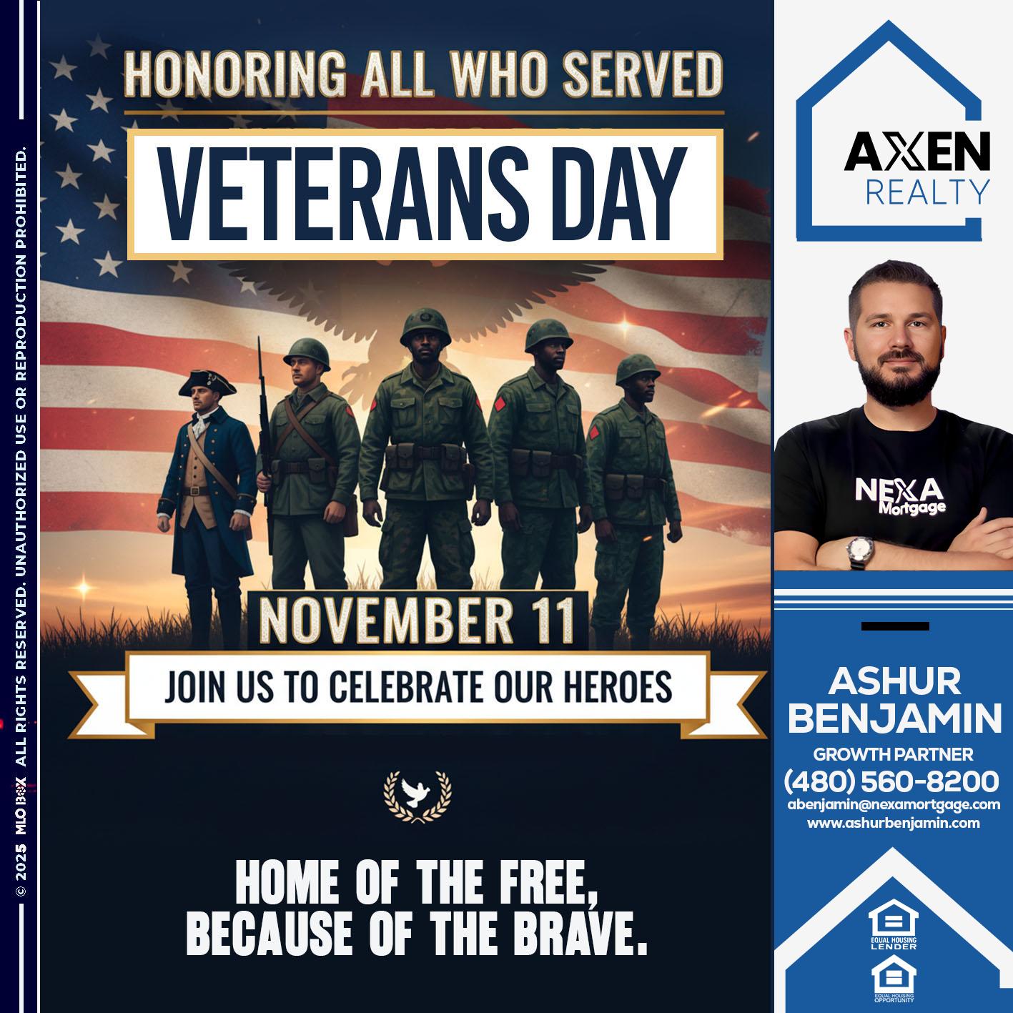 VETERANS DAY - Ashur Benjamin -Mortgage Loan Originator