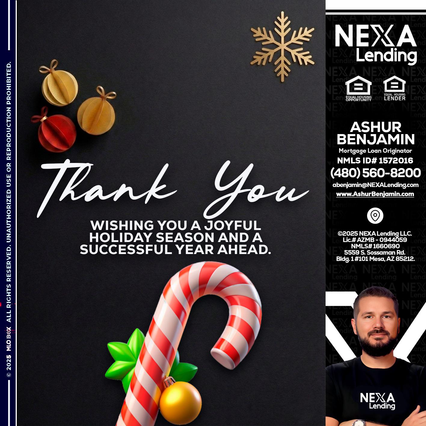 THANK YOU - Ashur Benjamin -Mortgage Loan Originator