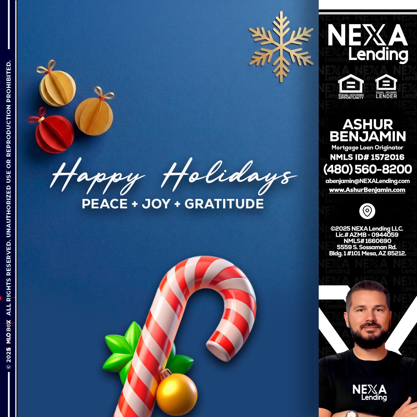 HAPPY HOLIDAYS - Ashur Benjamin -Mortgage Loan Originator