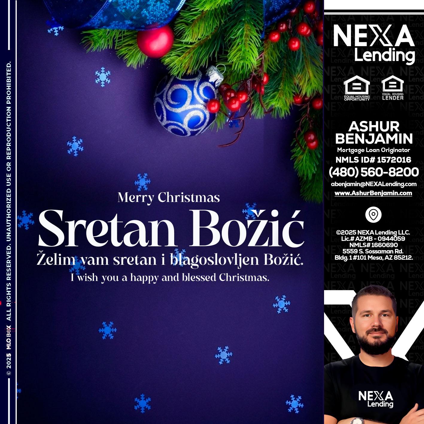 Sretan Božić - Ashur Benjamin -Mortgage Loan Originator