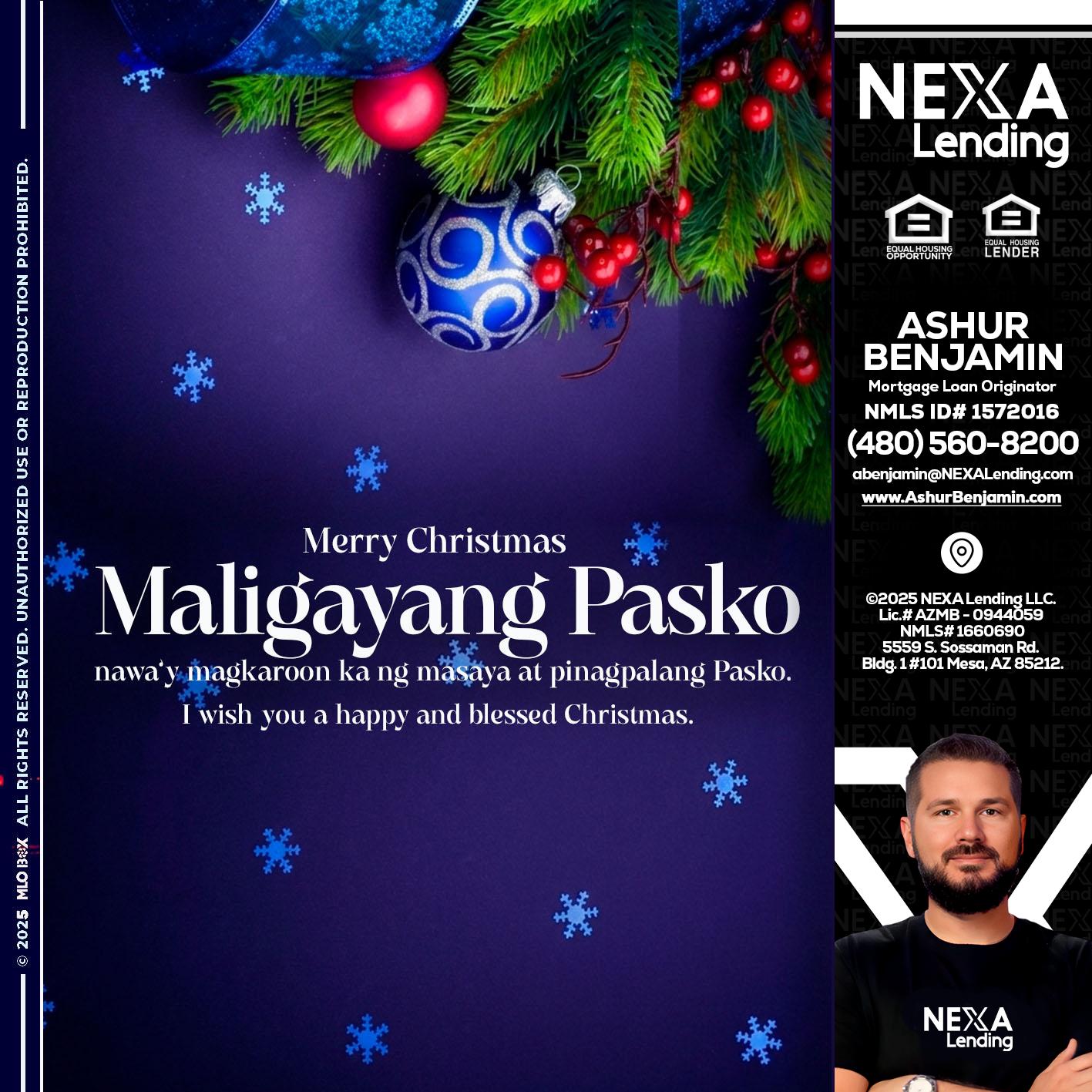 Maligayang Pasko - Ashur Benjamin -Mortgage Loan Originator