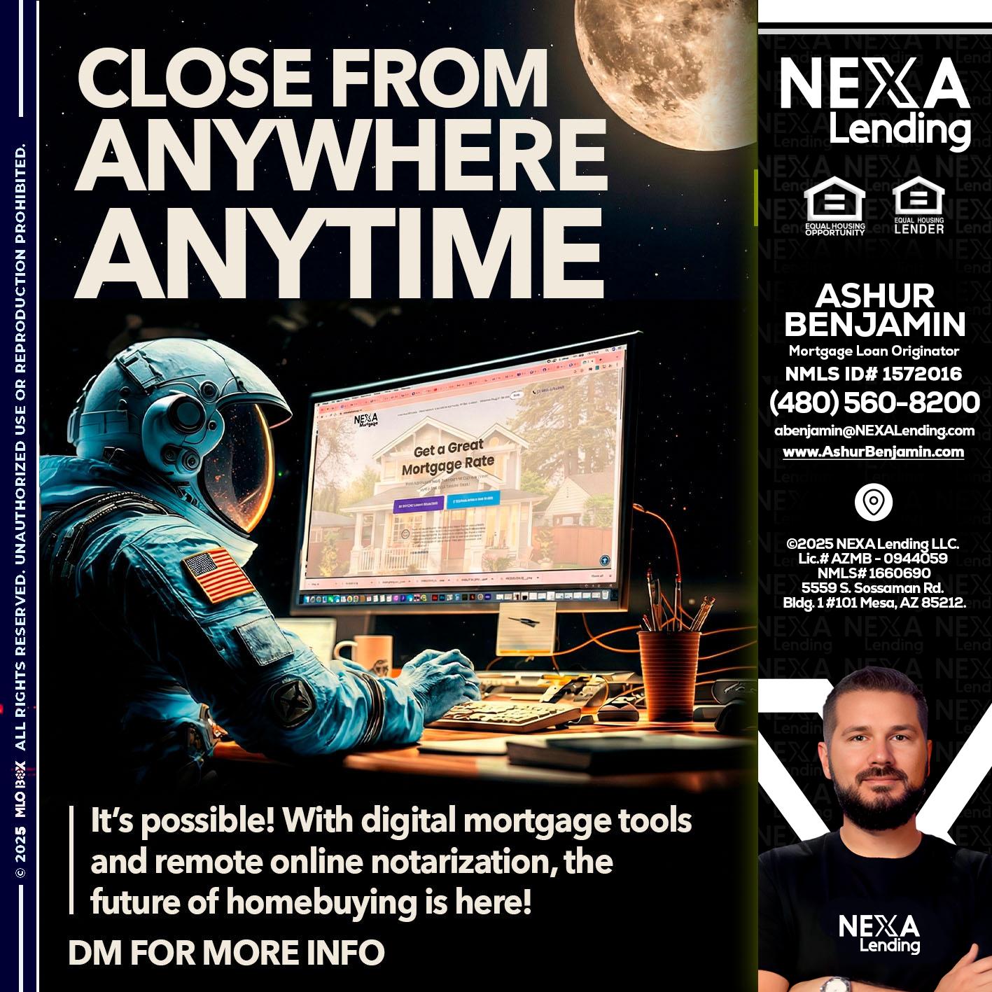 close from - Ashur Benjamin -Mortgage Loan Originator