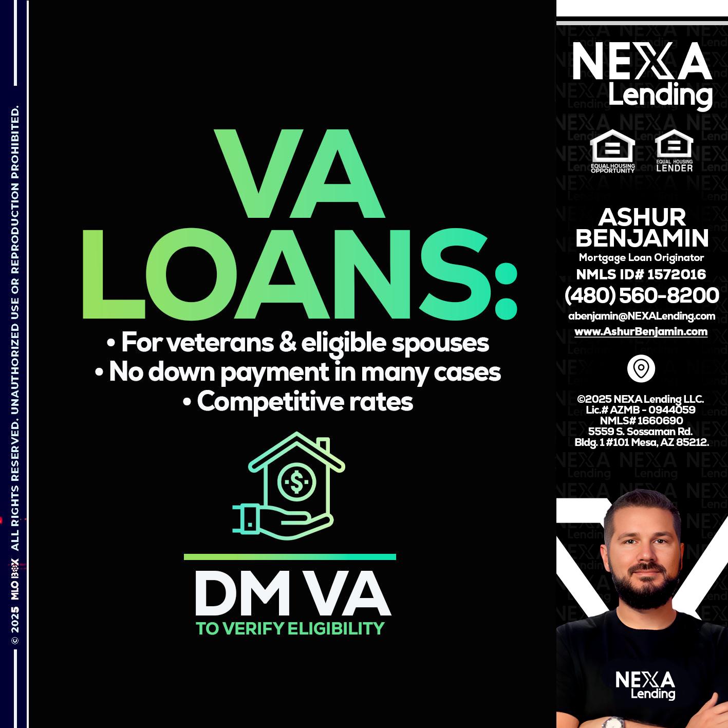 VA LOANS - Ashur Benjamin -Mortgage Loan Originator