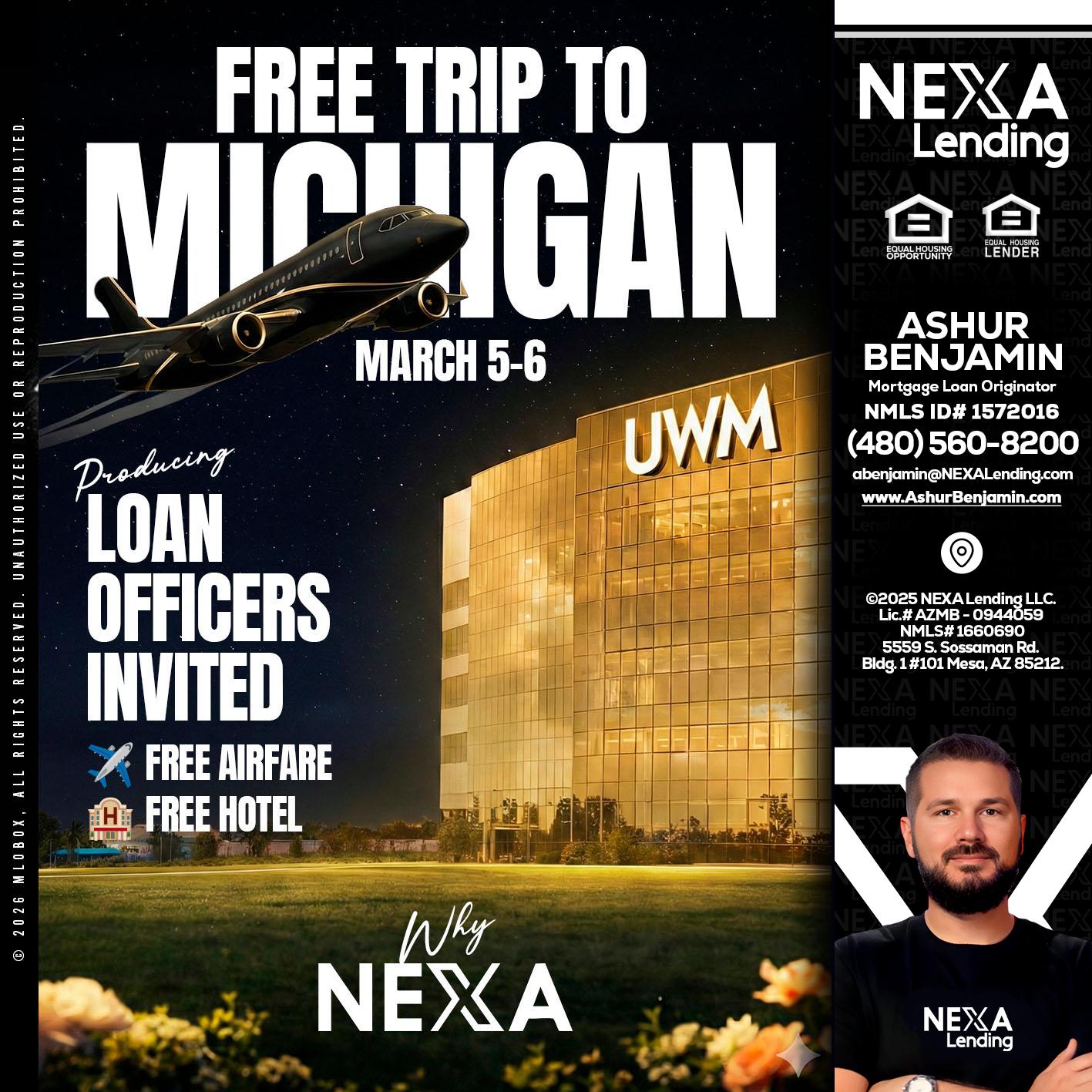 free Michigan trip - Ashur Benjamin -Mortgage Loan Originator