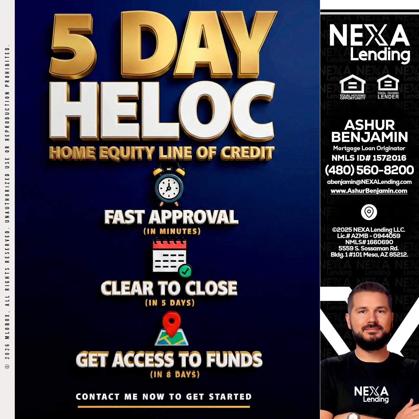 5 day hello - Ashur Benjamin -Mortgage Loan Originator