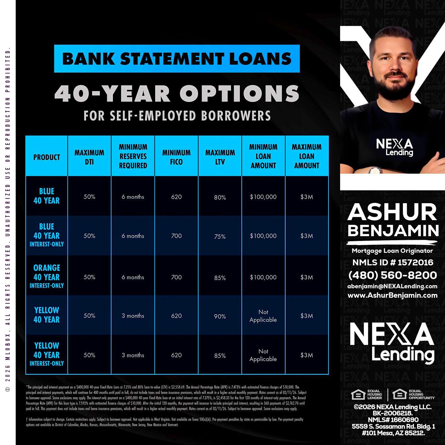 40 YR. OPTIONS - Ashur Benjamin -Mortgage Loan Originator