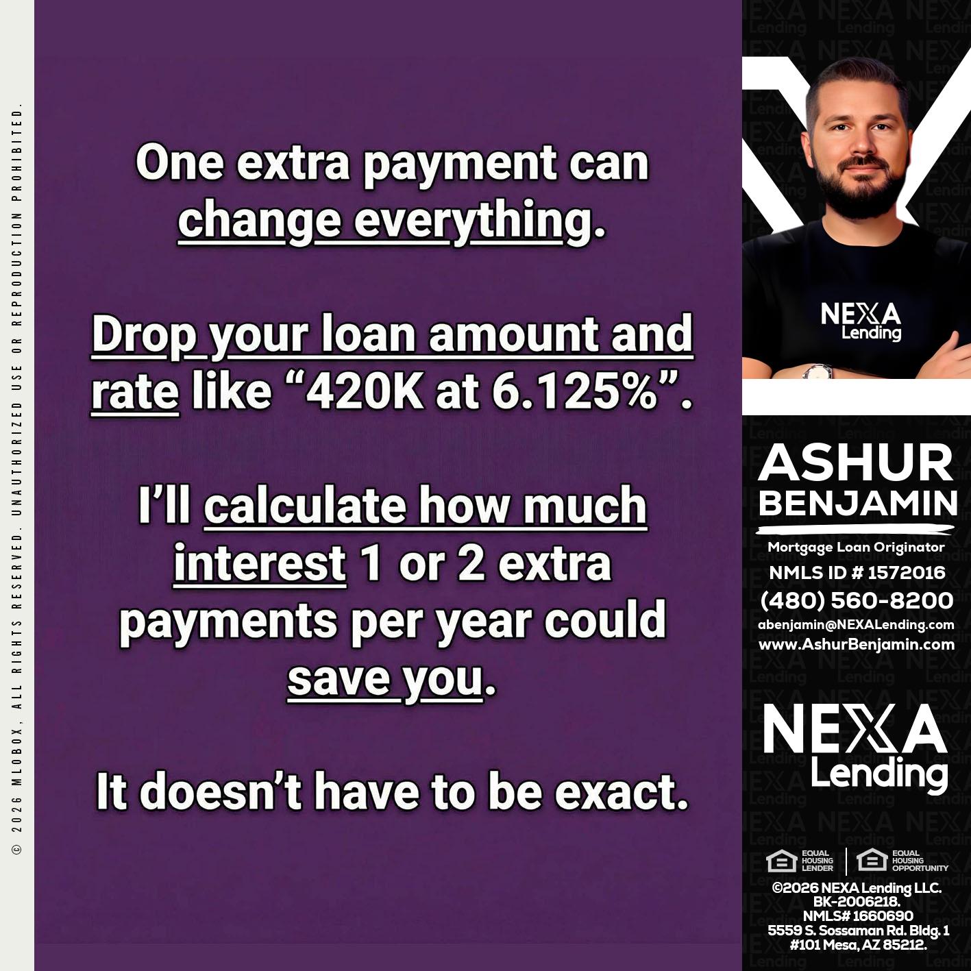 ONE EXTRA - Ashur Benjamin -Mortgage Loan Originator