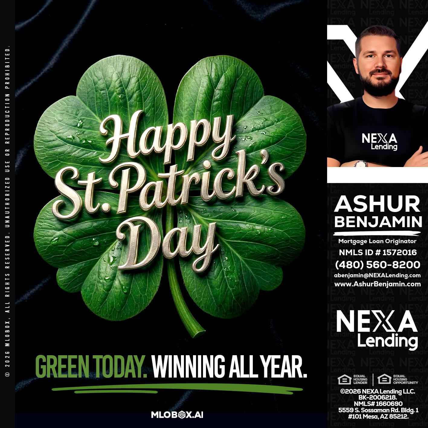 happy st. Patricks day - Ashur Benjamin -Mortgage Loan Originator