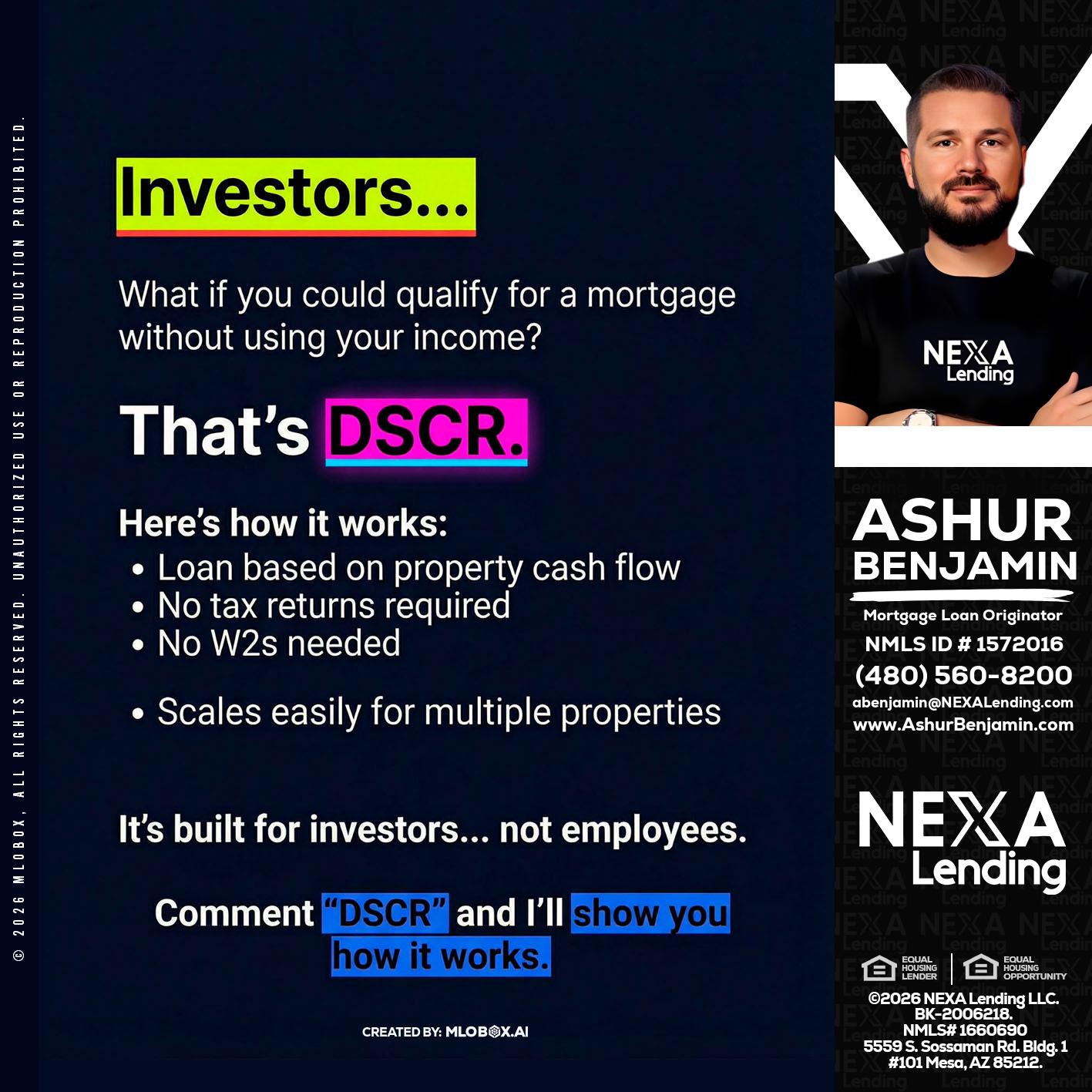 INVESTORS - Ashur Benjamin -Mortgage Loan Originator
