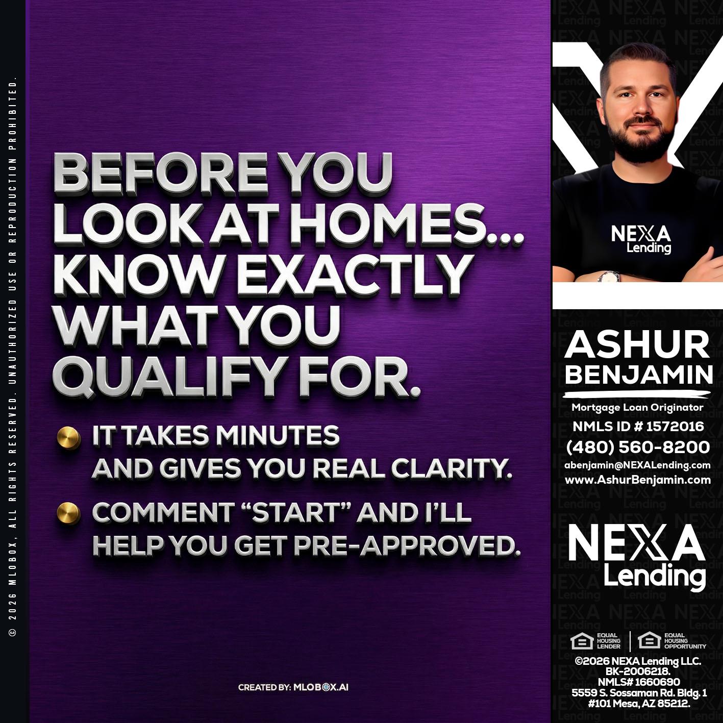 BEFORE YOU - Ashur Benjamin -Mortgage Loan Originator