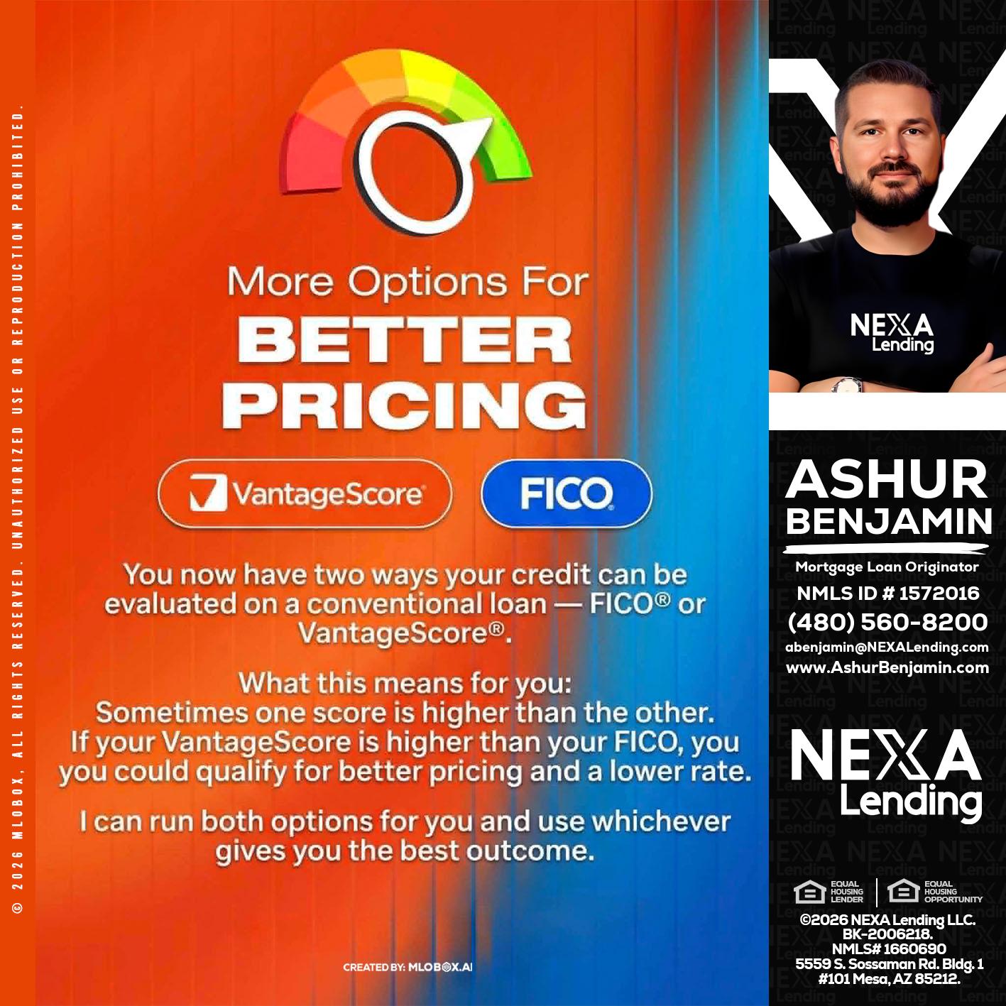 BETTER PRICING - Ashur Benjamin -Mortgage Loan Originator