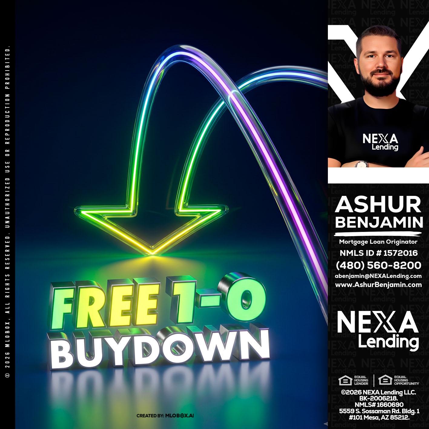 FREE 1-0 BUYDOWN - Ashur Benjamin -Mortgage Loan Originator