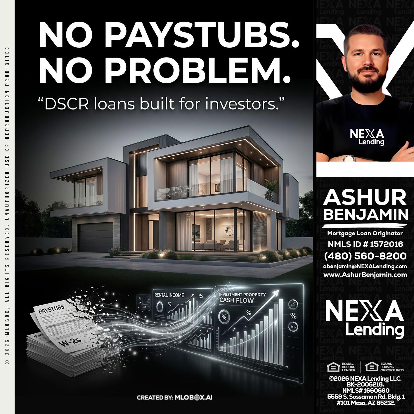 no paystub - Ashur Benjamin -Mortgage Loan Originator