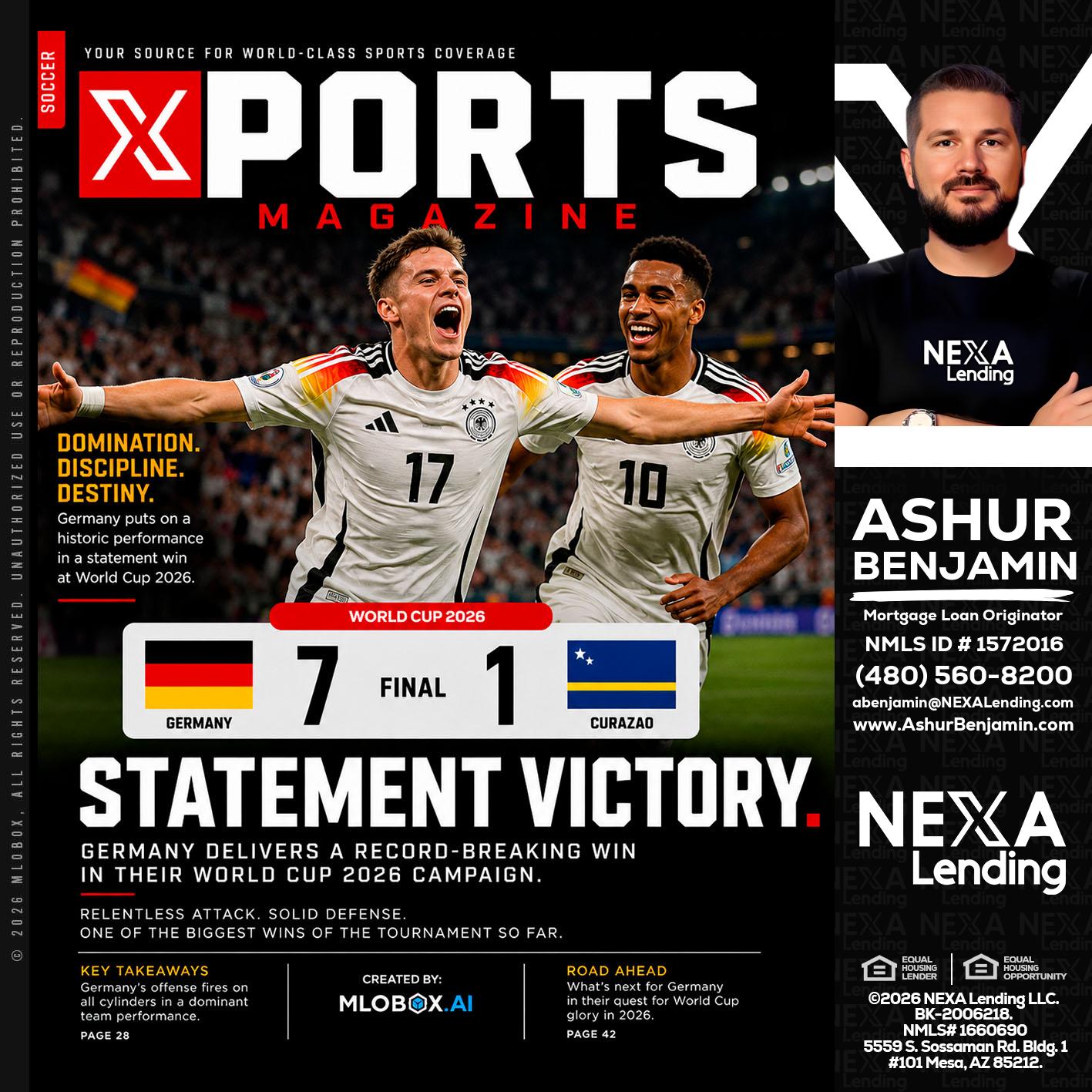GERMANY VS CURASSAO (7-1) - Ashur Benjamin -Mortgage Loan Originator