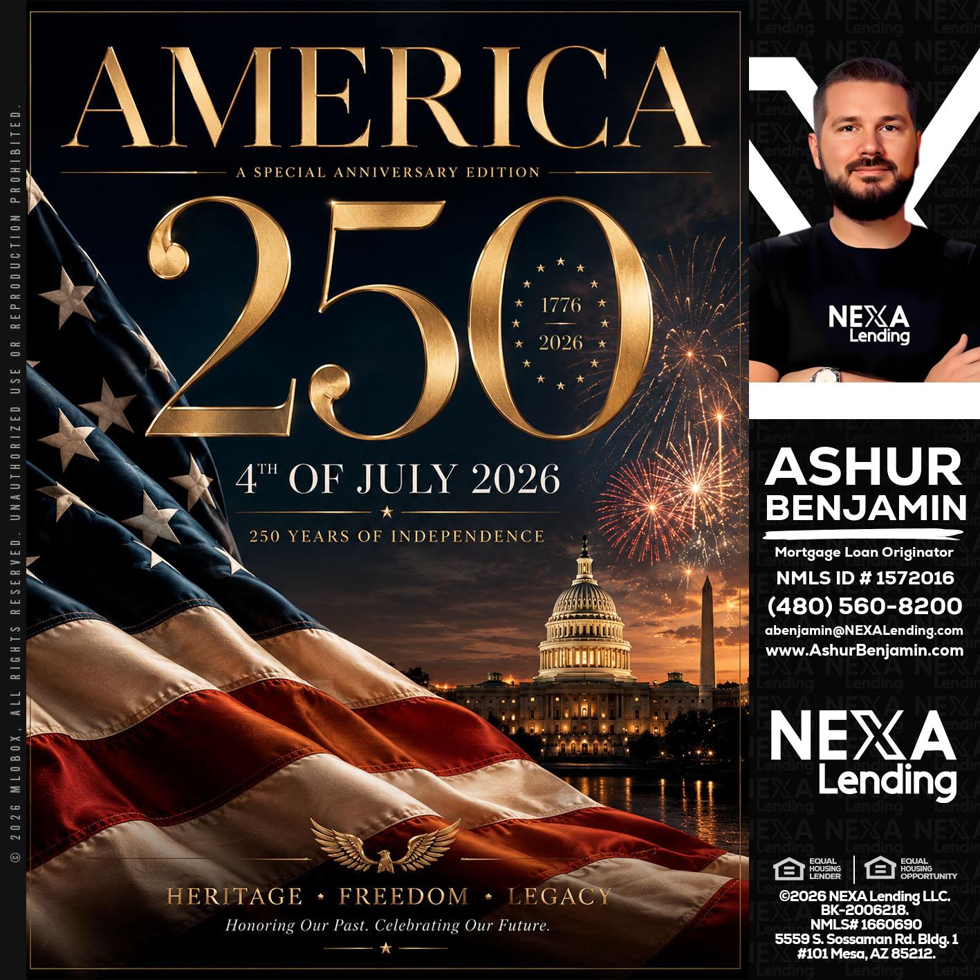 AMERICA 250 TH - Ashur Benjamin -Mortgage Loan Originator