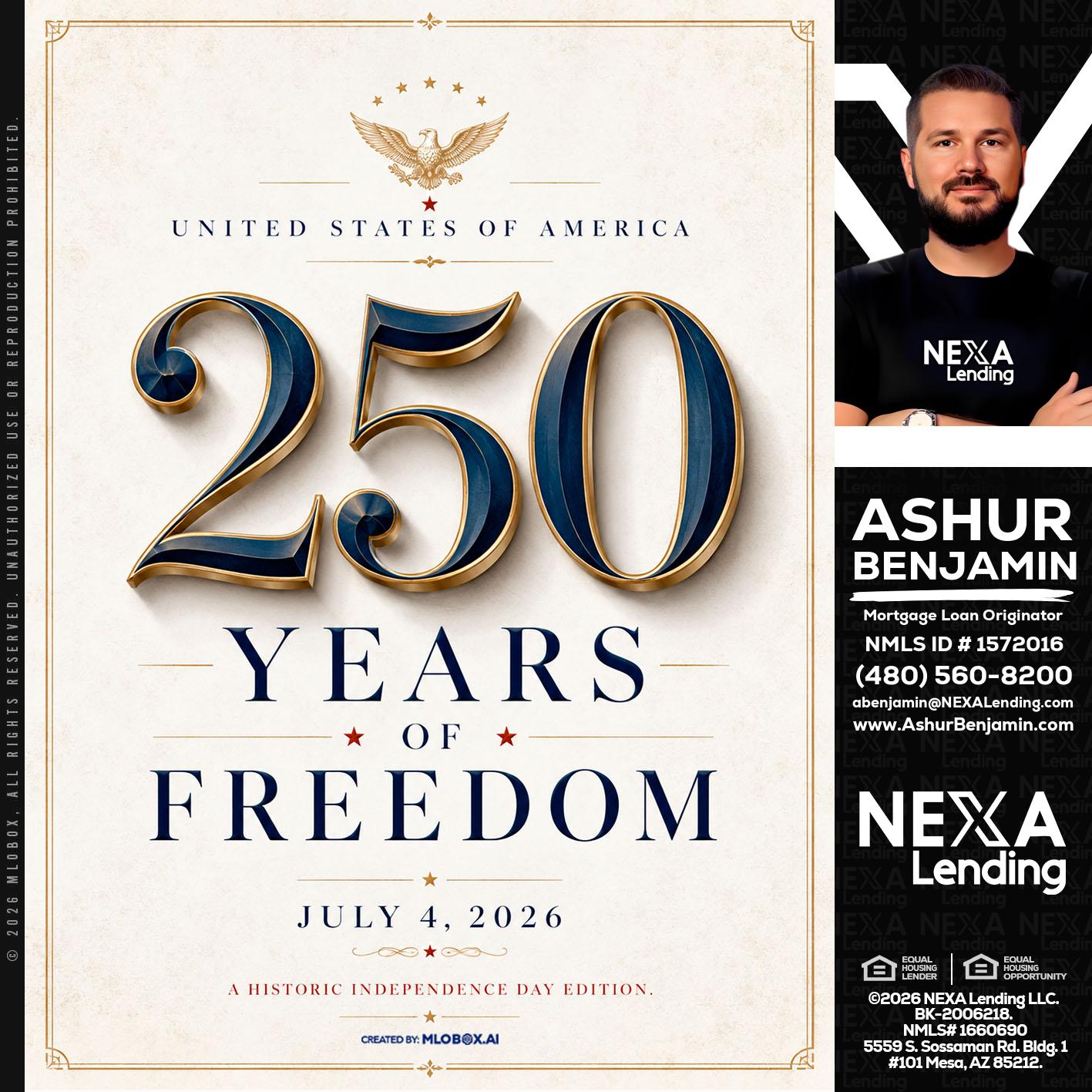 250 YEARS - Ashur Benjamin -Mortgage Loan Originator