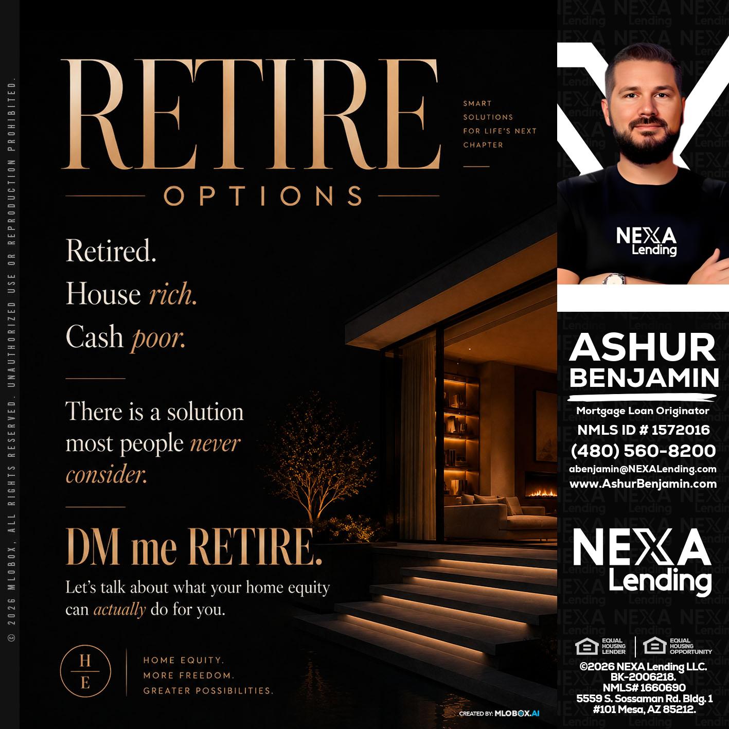 RETIRE LOANS - Ashur Benjamin -Mortgage Loan Originator