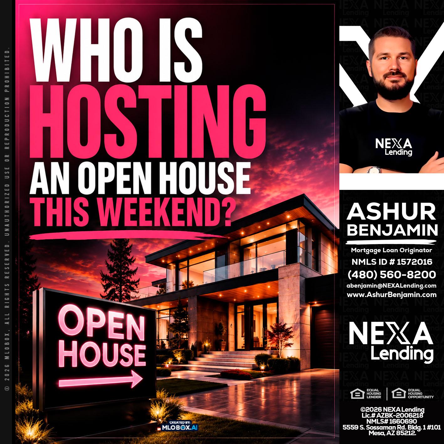 who's is hosting - Ashur Benjamin -Mortgage Loan Originator