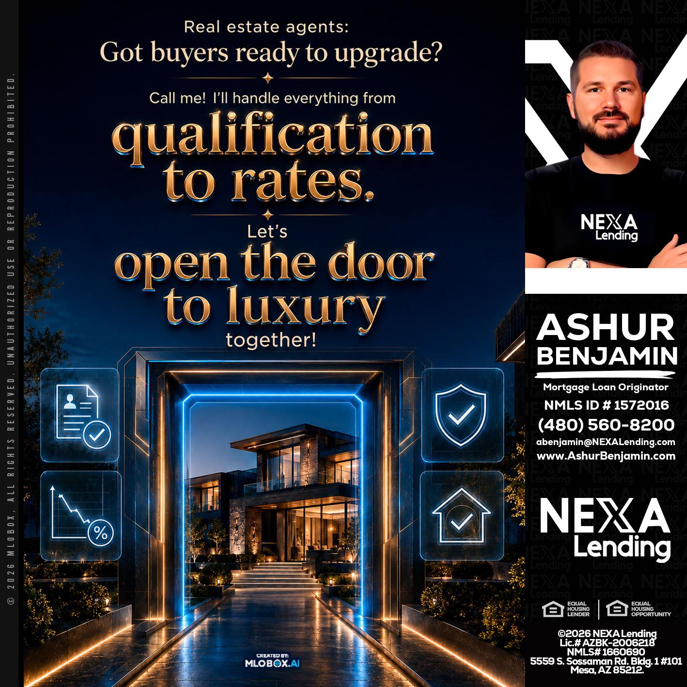 QUALIFICATION TO RATES - Ashur Benjamin -Mortgage Loan Originator
